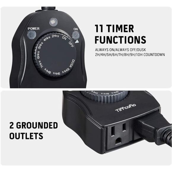 Outdoor Timer Outlet, Dusk to Dawn Light Sensor Timer, Outdoor Light Timer - Picture 2 of 8